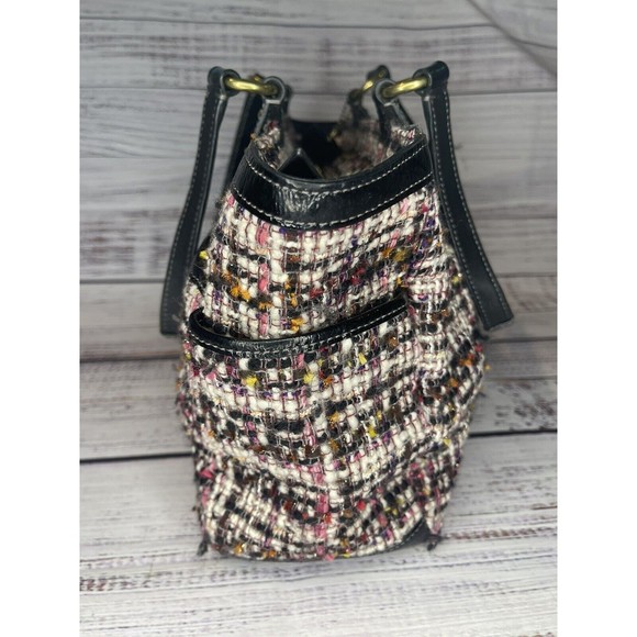 Coach Galaxy Tweed Tote Bag Shoulder Purse H1221-F20025 Black Pink & Tan - Picture 4 of 15